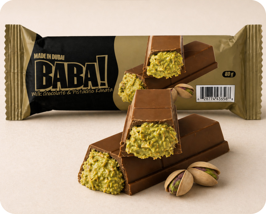 Baba Milk Chocolate and Pistachio Kunafa 80g